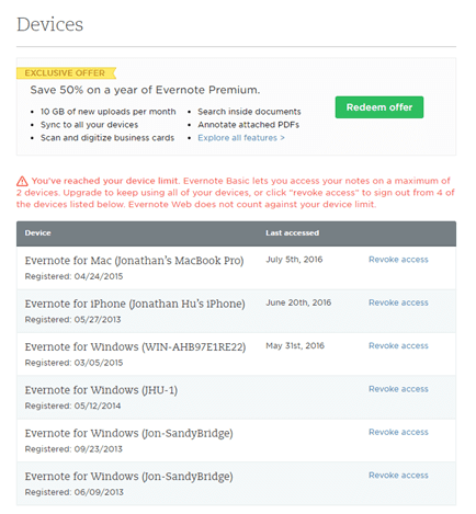 Dispositivo con límite de 2 por cuenta de Evernote: cómo migrar a ...